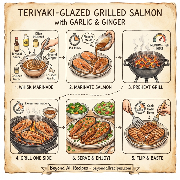 Teriyaki-Glazed Grilled Salmon with Garlic and Ginger instructions