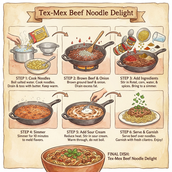 Tex-Mex Beef Noodle Delight instructions