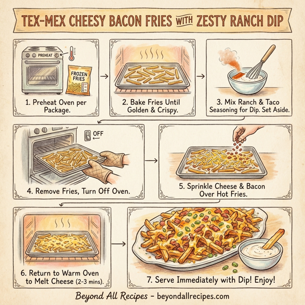 Tex-Mex Cheesy Bacon Fries with Zesty Ranch Dip instructions