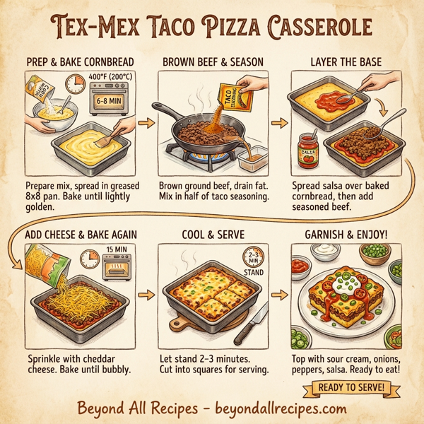 Tex-Mex Taco Pizza Casserole instructions