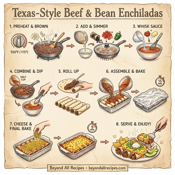 Texas-Style Beef and Bean Enchiladas instructions