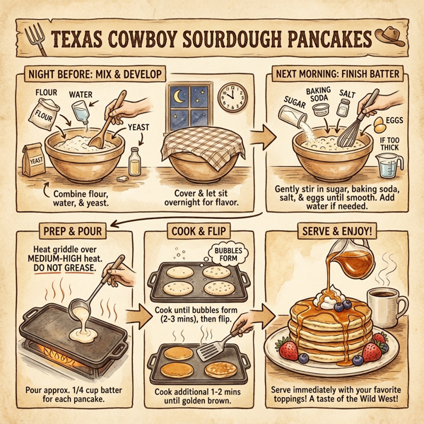 Texas Cowboy Sourdough Pancakes instructions