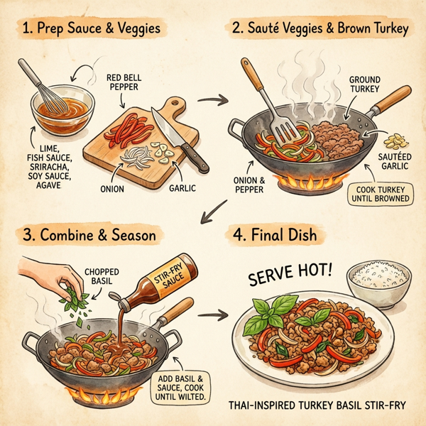 Thai-Inspired Turkey Basil Stir-Fry instructions