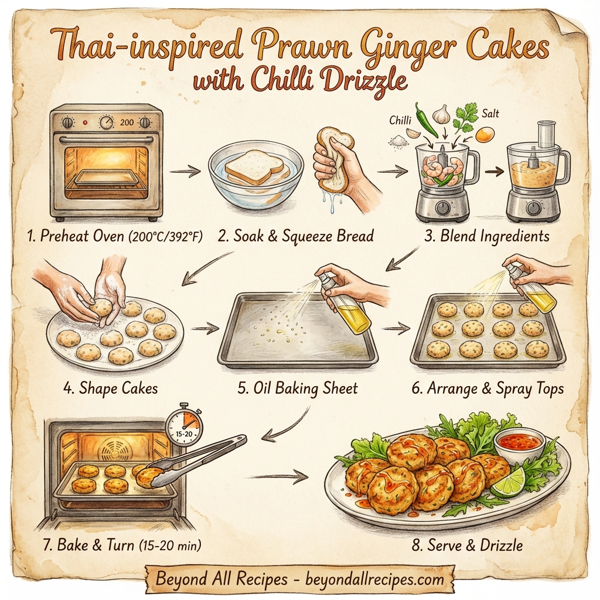 Thai-inspired Prawn Ginger Cakes with Chilli Drizzle instructions
