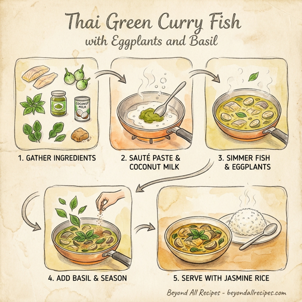 Thai Green Curry Fish with Eggplants and Basil instructions