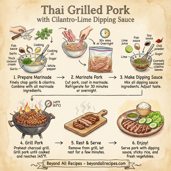 Thai Grilled Pork with Cilantro-Lime Dipping Sauce instructions