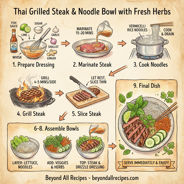 Thai Grilled Steak & Noodle Bowl with Fresh Herbs instructions