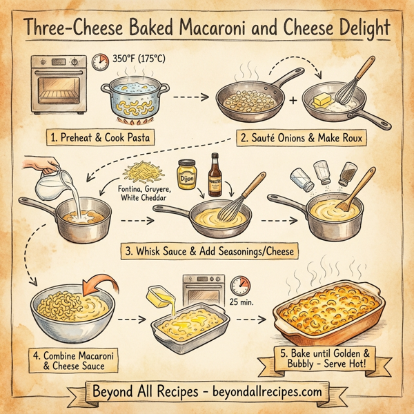 Three-Cheese Baked Macaroni and Cheese Delight instructions