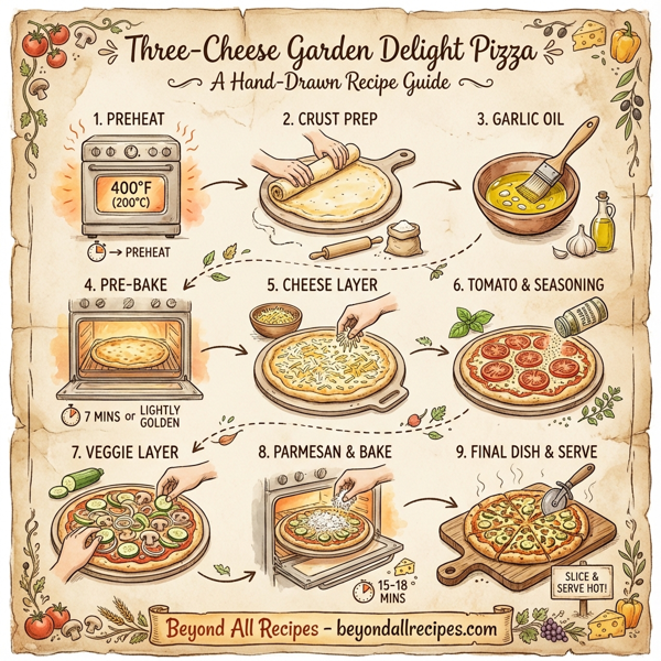 Three-Cheese Garden Delight Pizza instructions