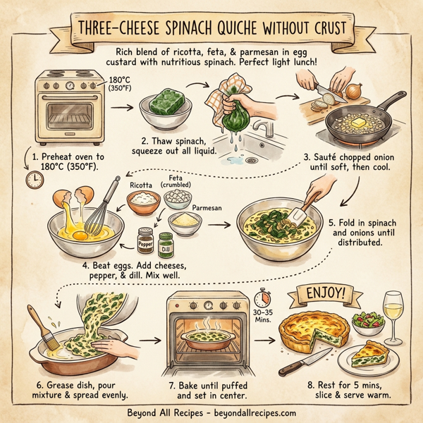 Three-Cheese Spinach Quiche Without Crust instructions