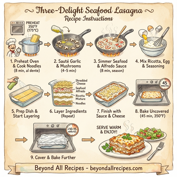 Three-Delight Seafood Lasagna instructions