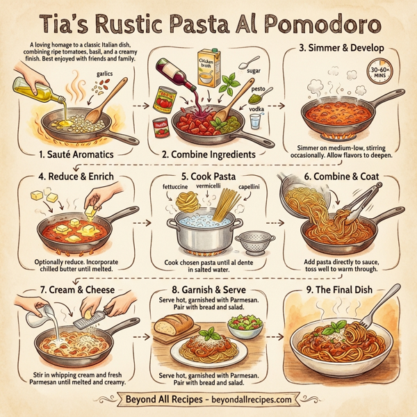 Tia's Rustic Pasta Al Pomodoro instructions