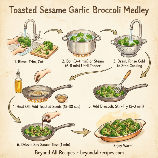 Toasted Sesame Garlic Broccoli Medley instructions
