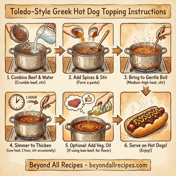 Toledo-Style Greek Hot Dog Topping instructions
