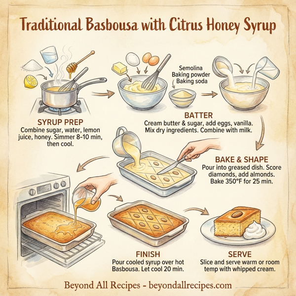 Traditional Basbousa with Citrus Honey Syrup instructions