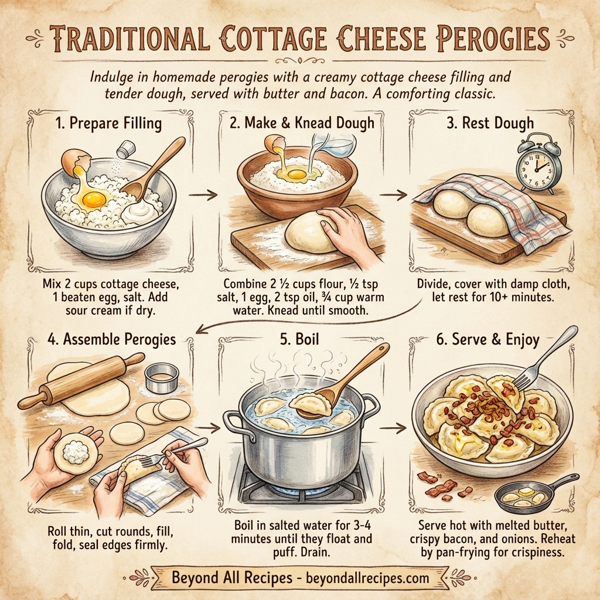 Traditional Cottage Cheese Perogies with Butter and Bacon instructions