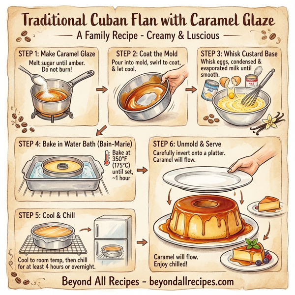 Traditional Cuban Flan with Caramel Glaze instructions