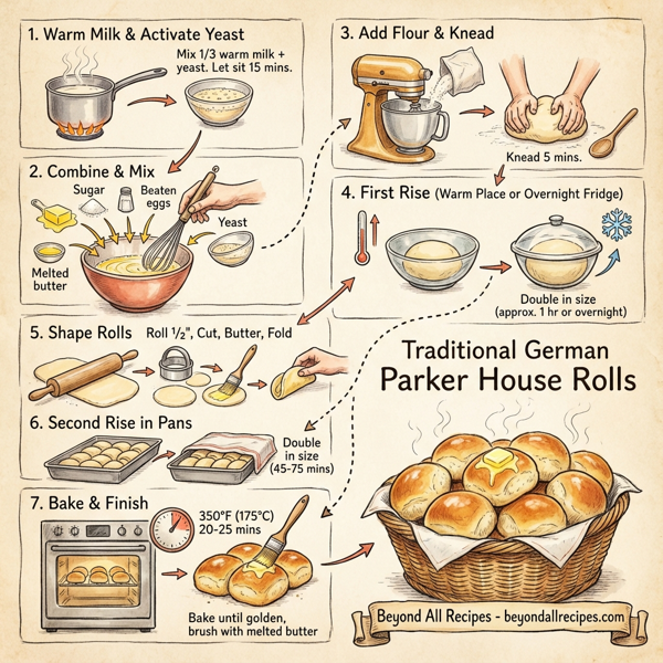 Traditional German Parker House Rolls instructions