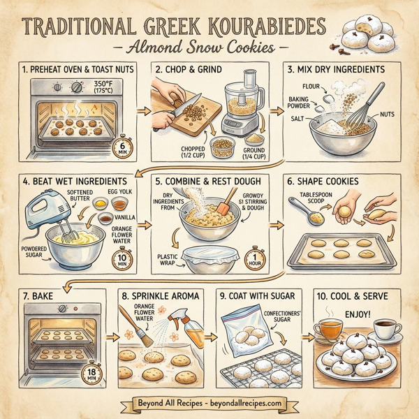 Traditional Greek Kourabiedes - Almond Snow Cookies instructions