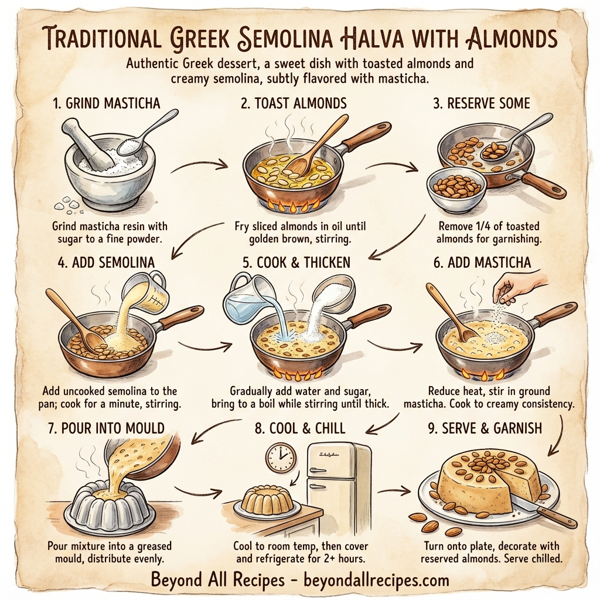 Traditional Greek Semolina Halva with Almonds instructions