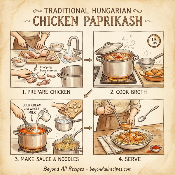 Traditional Hungarian Chicken Paprikash instructions