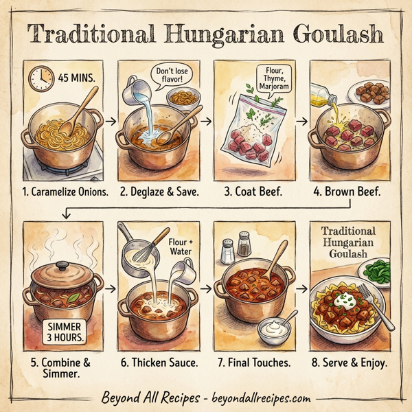 Traditional Hungarian Goulash with Onion-Braised Beef instructions