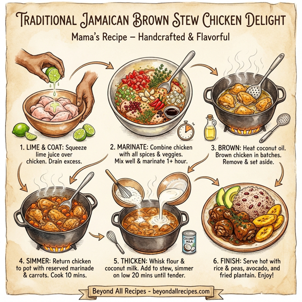 Traditional Jamaican Brown Stew Chicken Delight instructions