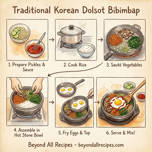 Traditional Korean Dolsot Bibimbap instructions
