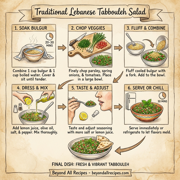 Traditional Lebanese Tabbouleh Salad instructions