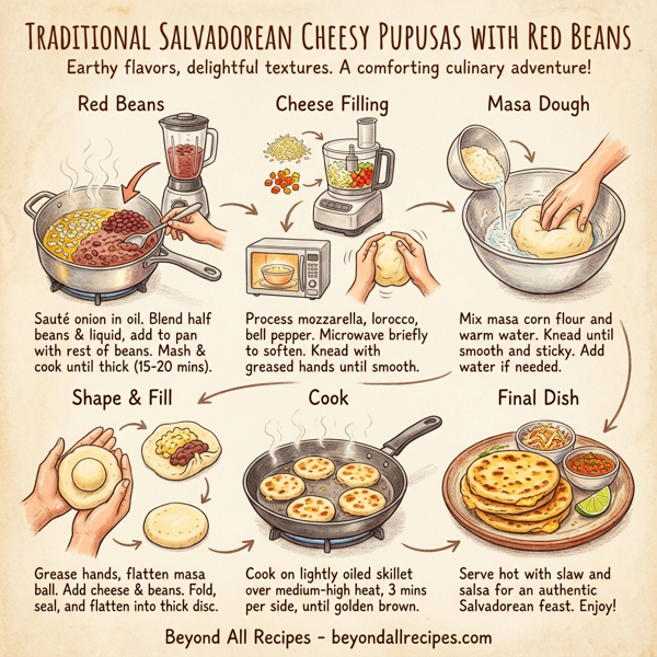 Traditional Salvadorean Cheesy Pupusas with Red Beans instructions