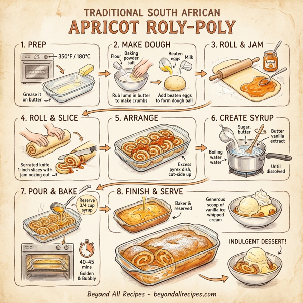 Traditional South African Apricot Roly-Poly instructions