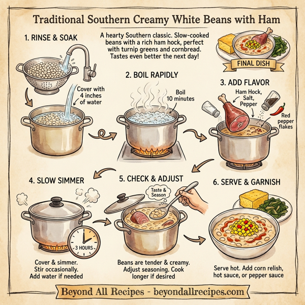 Traditional Southern Creamy White Beans with Ham instructions