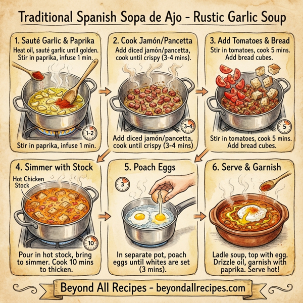 Traditional Spanish Sopa de Ajo - Rustic Garlic Soup instructions