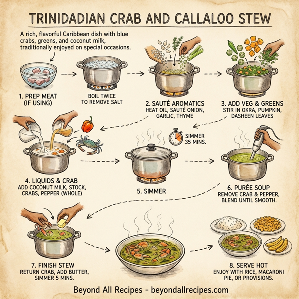 Trinidadian Crab and Callaloo Stew instructions