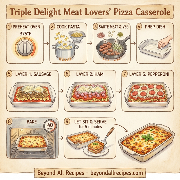 Triple Delight Meat Lovers' Pizza Casserole instructions