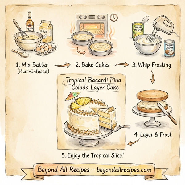 Tropical Bacardi Pina Colada Layer Cake instructions