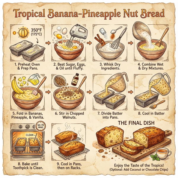 Tropical Banana-Pineapple Nut Bread instructions