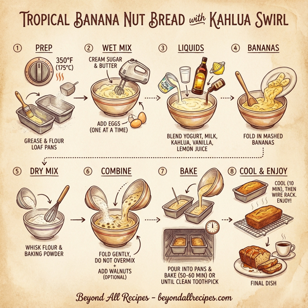 Tropical Banana Nut Bread with Kahlua Swirl instructions