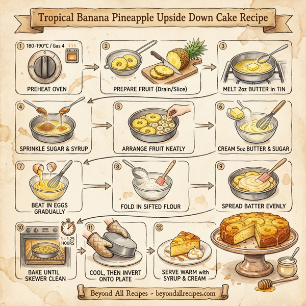 Tropical Banana Pineapple Upside Down Cake instructions