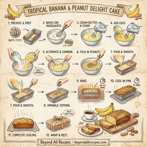 Tropical Banana & Peanut Delight Cake instructions