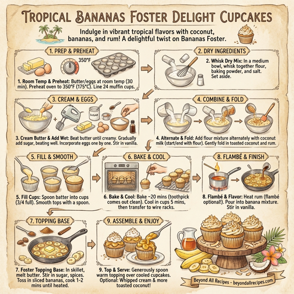 Tropical Bananas Foster Delight Cupcakes instructions
