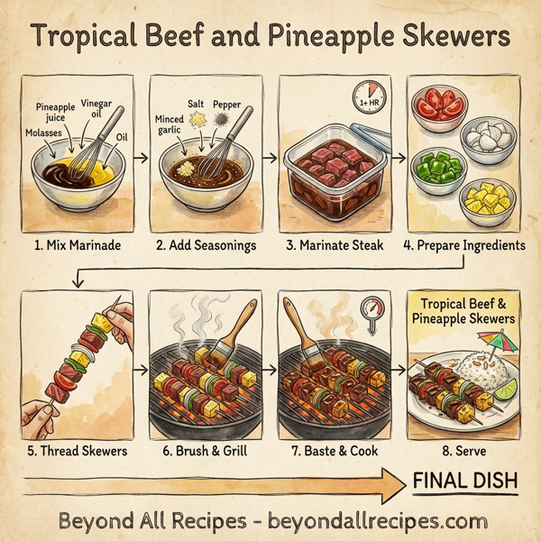 Tropical Beef and Pineapple Skewers instructions