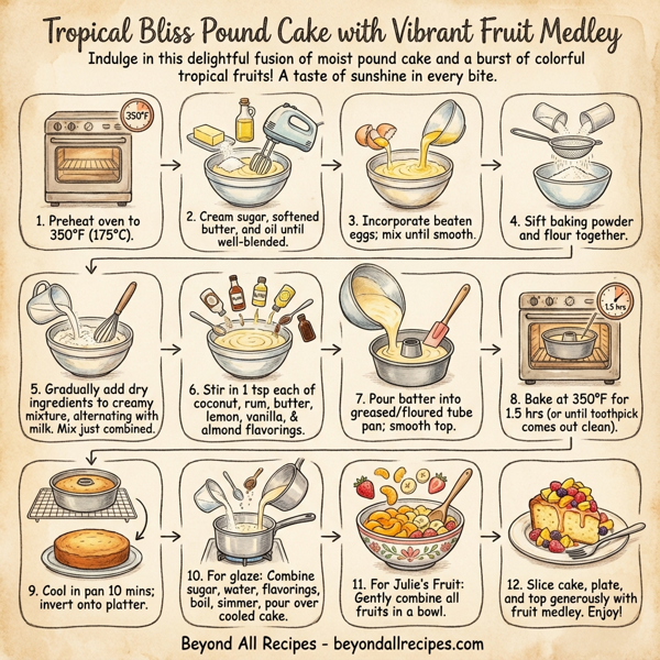 Tropical Bliss Pound Cake with Vibrant Fruit Medley instructions