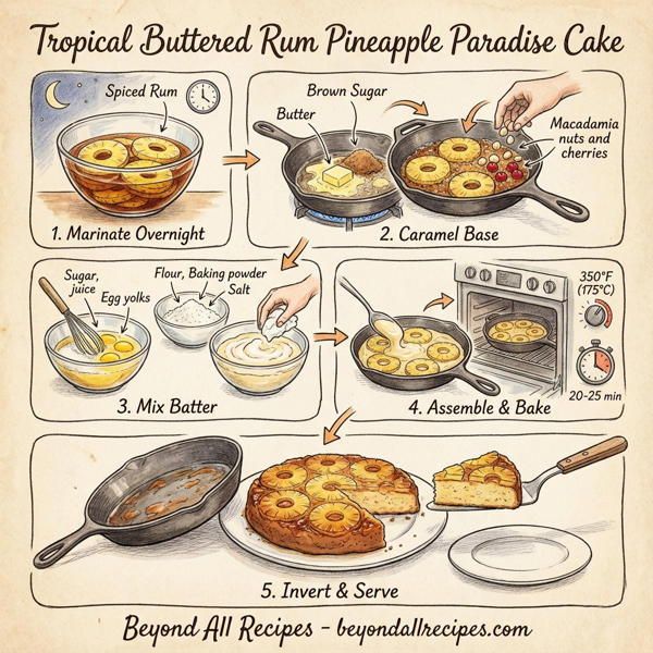 Tropical Buttered Rum Pineapple Paradise Cake instructions