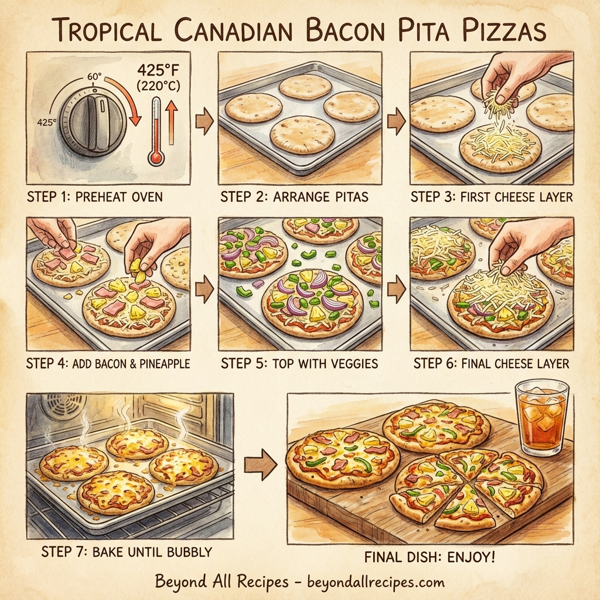 Tropical Canadian Bacon Pita Pizzas instructions