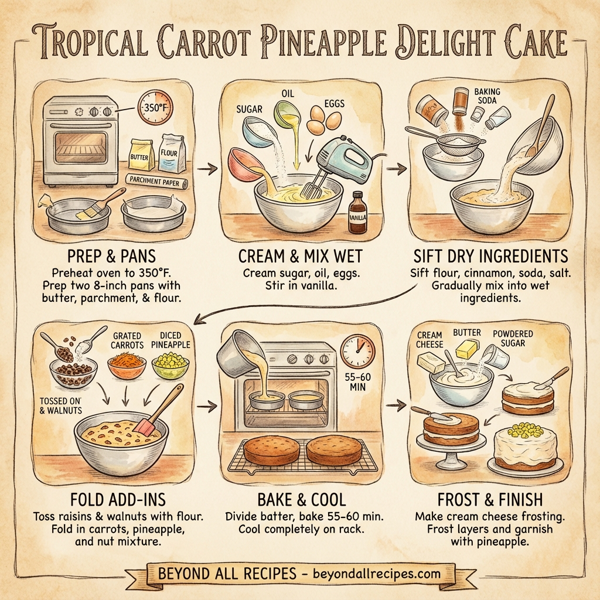 Tropical Carrot Pineapple Delight Cake instructions
