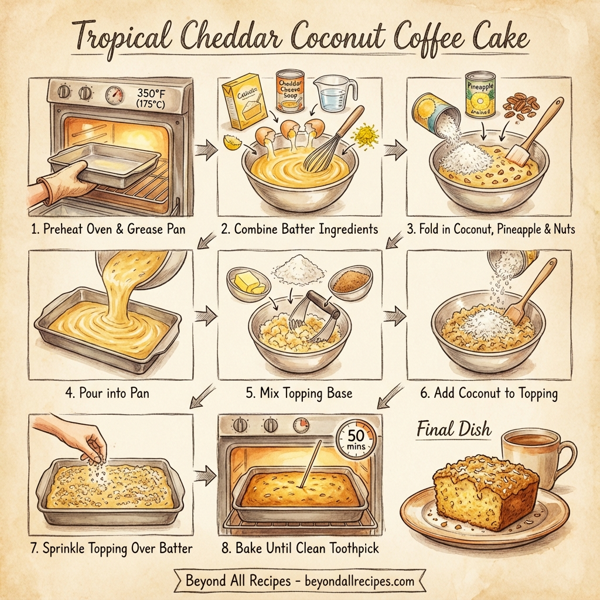 Tropical Cheddar Coconut Coffee Cake instructions