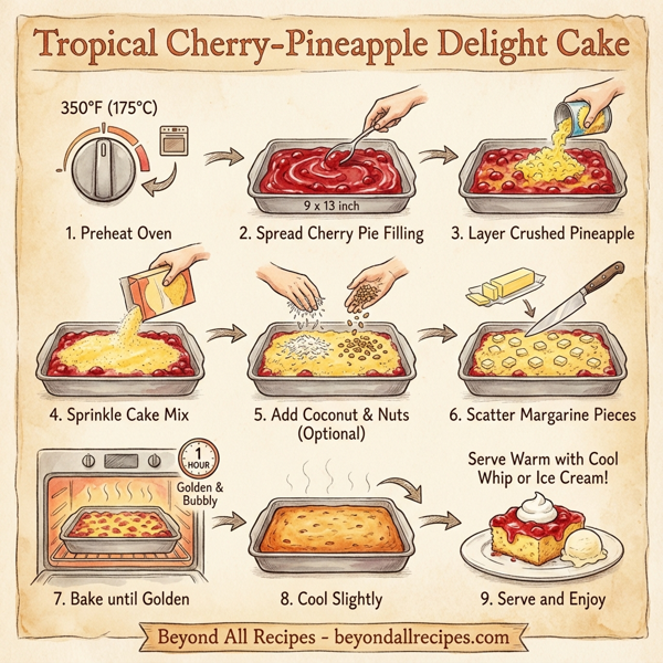 Tropical Cherry-Pineapple Delight Cake instructions