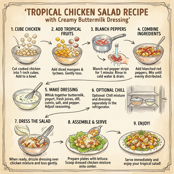 Tropical Chicken Salad with Creamy Buttermilk Dressing instructions