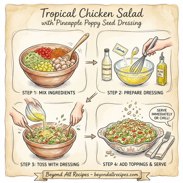 Tropical Chicken Salad with Pineapple Poppy Seed Dressing instructions